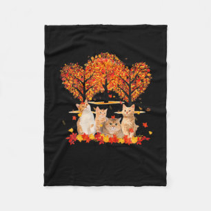 Thanksgiving Maple Cat Heart Shape Tree Leaf Fleecedecke