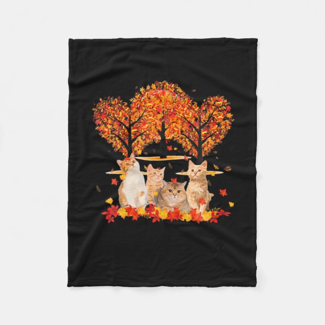 Thanksgiving Maple Cat Heart Shape Tree Leaf Fleecedecke (Vorderseite)