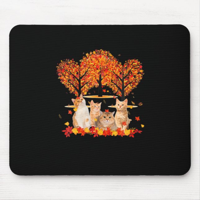 Thanksgiving Maple Cat Heart Shape Tree Leaf Mousepad (Vorne)