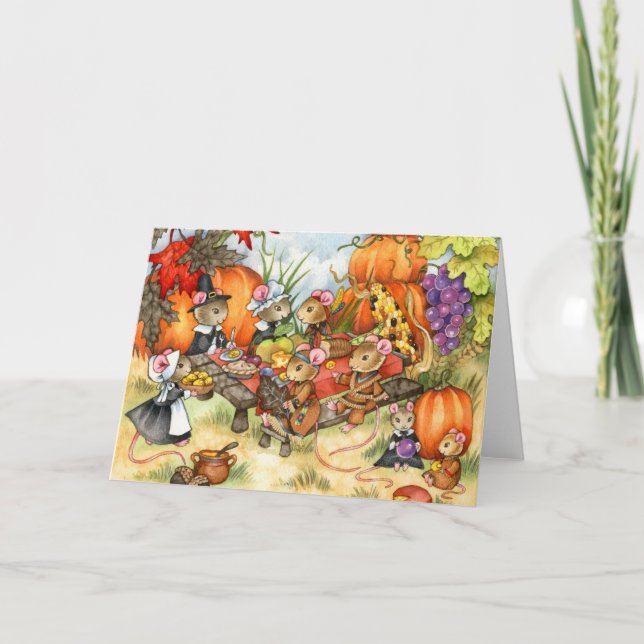 Thanksgiving Mice - Carte de voeux mignonne (Devant)
