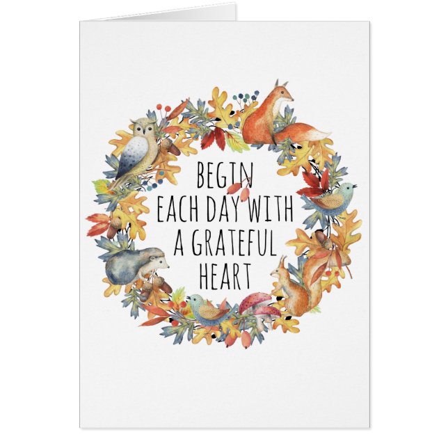 Thanksgiving Nature Wreath Grateful Greateful Card (Devant)