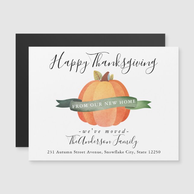 Thanksgiving New Home Citrouille Moving Faire-part (Devant / Derrière)