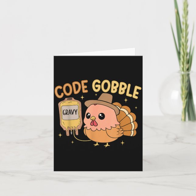 Thanksgiving Nurse Code Gobble Funny Rn Cna Medica Karte (Vorderseite)