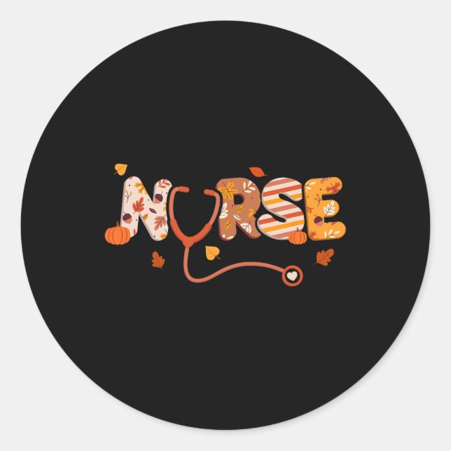 Thanksgiving Nurse Turkey Day Fall Love RN ER NICU Runder Aufkleber (Vorderseite)