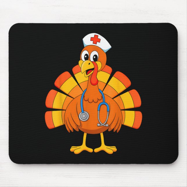 Thanksgiving Nurse Turkey Nurses Scrub Top Nursing Mousepad (Vorne)