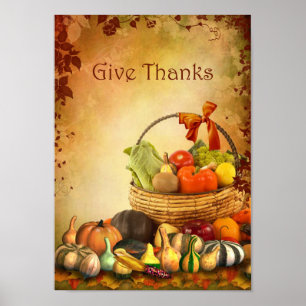 Thanksgiving, panier avec moisson automne Poster