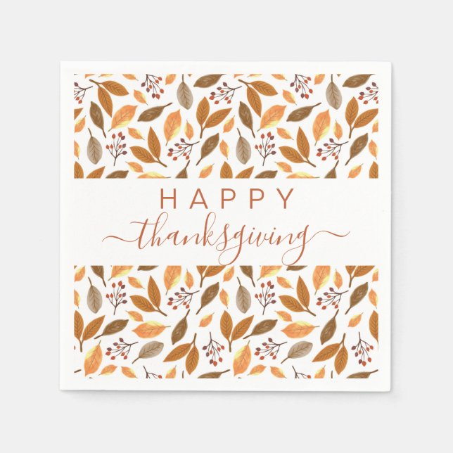 Thanksgiving Paper Napkins – Fall Leaves Design Serviette (Vorderseite)