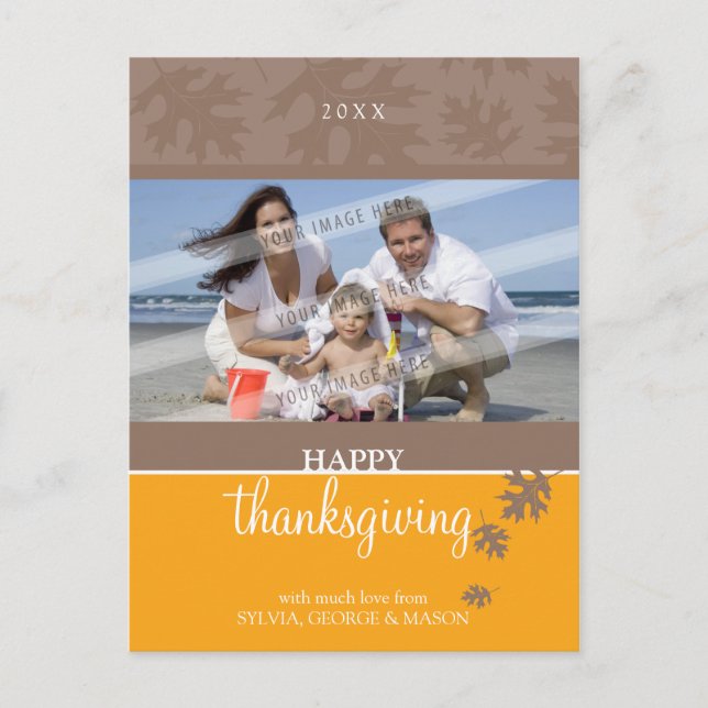 THANKSGIVING PHOTO CARTE POSTALE :: tomber feuille (Devant)