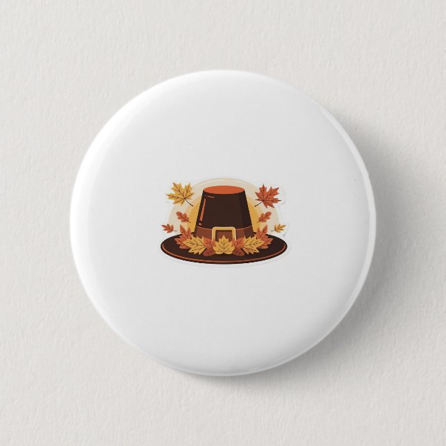 Thanksgiving-Pilgerhut � Herbsternte-Design C Button (Vorderseite)