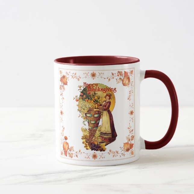 Thanksgiving Pilgrim Girl Coffee Mug (Droite)