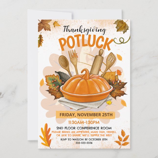 Thanksgiving Potluck Invitation Einladung (Vorderseite)