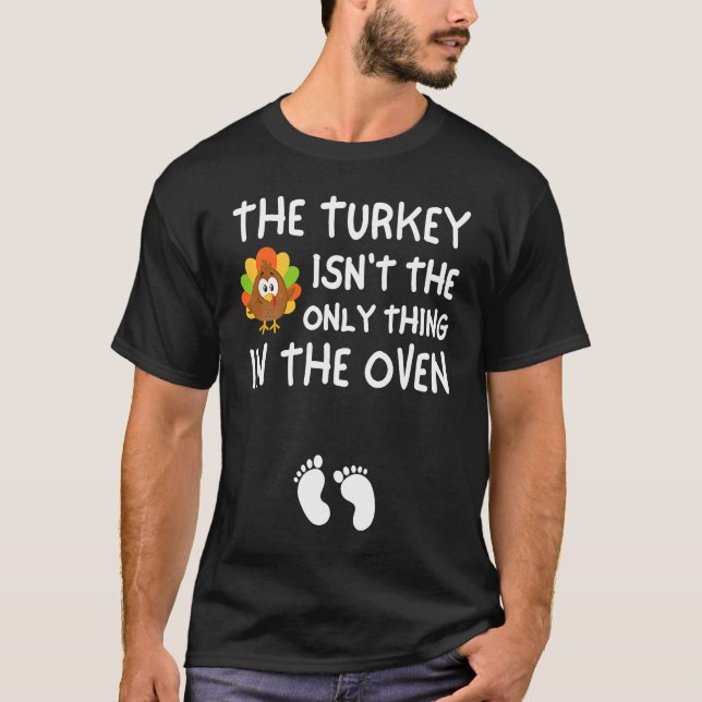 Thanksgiving Pregnancy Announcement Funny Baby Rev T-Shirt (Vorderseite)
