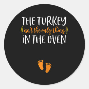 Thanksgiving Pregnancy Anuncement Turkey Baby R Runder Aufkleber