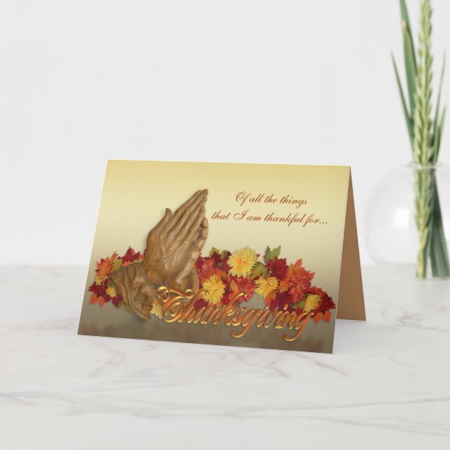 Thanksgiving Prière mains de Jésus carte de voeux (Devant)