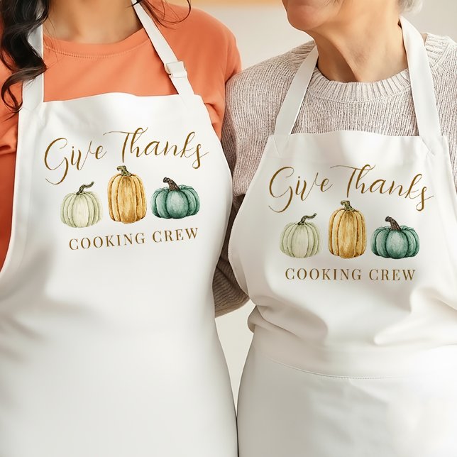 Thanksgiving Pumpkins Give Thanks Cooking Crew Schürze (Von Creator hochgeladen)
