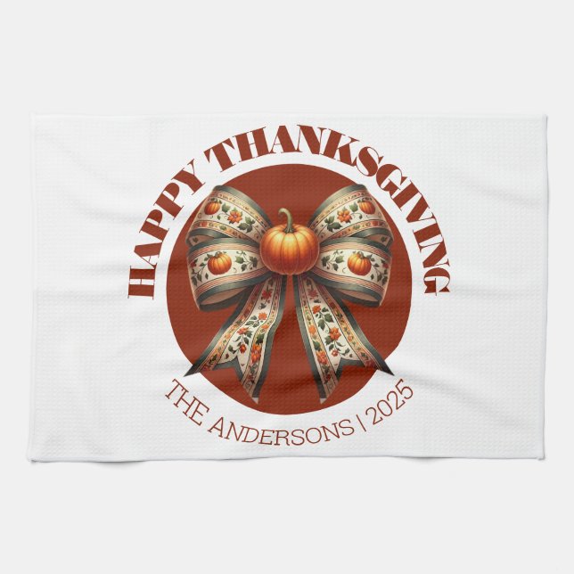 Thanksgiving pumpkins white &brown create your own geschirrtuch (Horizontal)