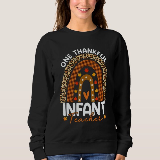 Thanksgiving Rainbow Leopard One Thankful Infant T Sweatshirt (Vorderseite)