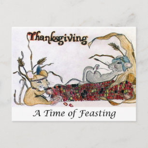 Thanksgiving Rat Feast Feiertagspostkarte