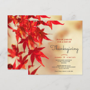 Thanksgiving Red Autumn Leaves Border Template Einladung