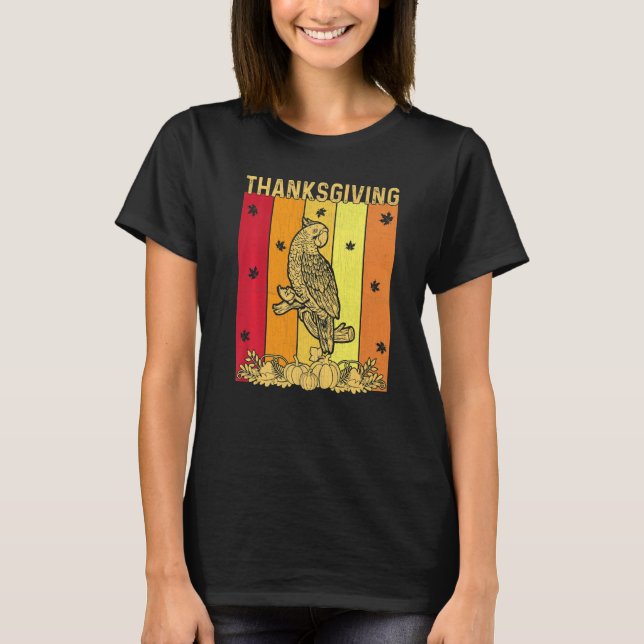 Thanksgiving Retro Parrot Matching Family Pajamas T-Shirt (Vorderseite)