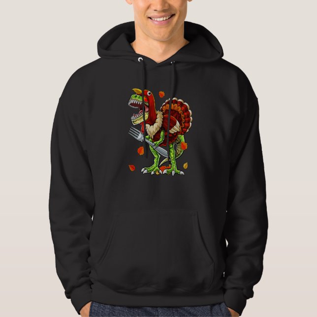 Thanksgiving Rex Dinosaur Turkey Costume Kids  Boy Hoodie (Vorderseite)
