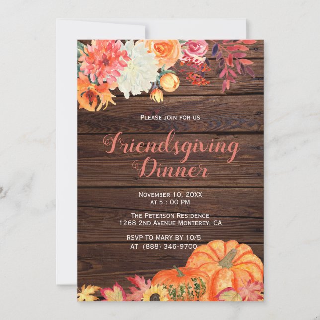 Thanksgiving rustique | Invitations d'action amica (Devant)