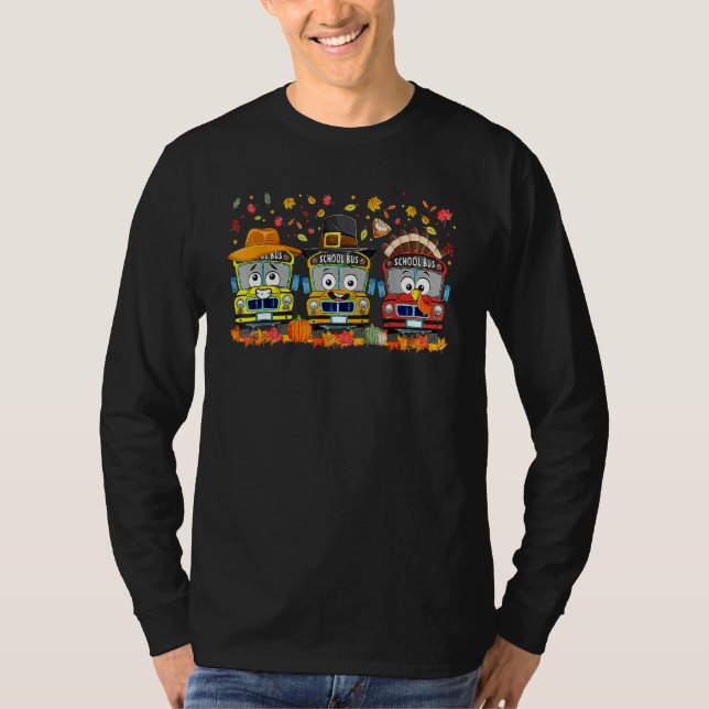 Thanksgiving School Bus Driver Autumn Turkey Back  T-Shirt (Vorderseite)