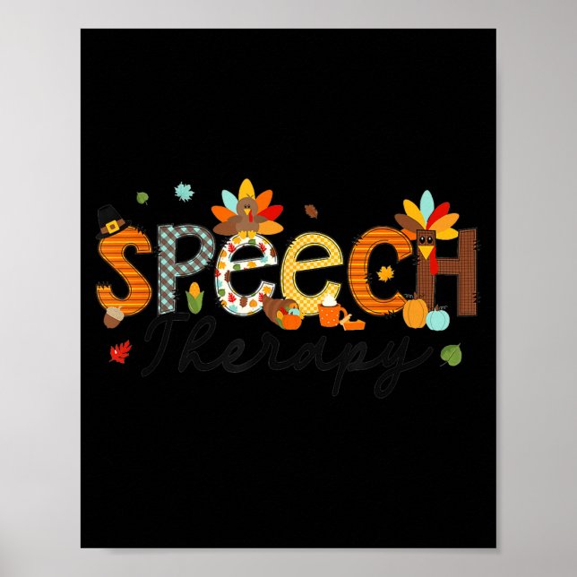 Thanksgiving Speech Therapy Thankful Slp Turkey Sp Poster (Vorne)
