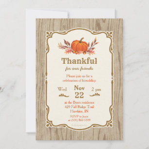 Thanksgiving Thankful Fall Citrouille Invitation