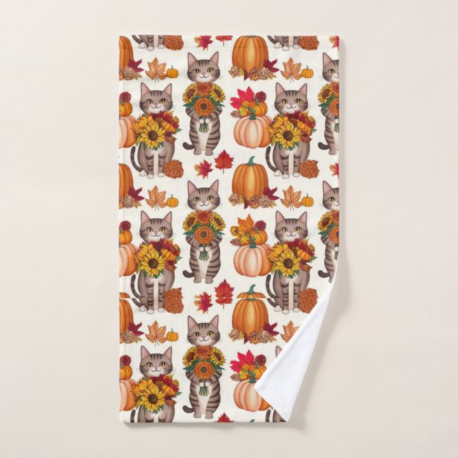 Thanksgiving thème pour les amoureux de les chats (Serviette à main)