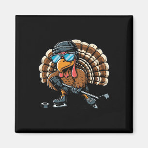 Thanksgiving Truthahn Eishockeyspieler Sport Junge Magnet