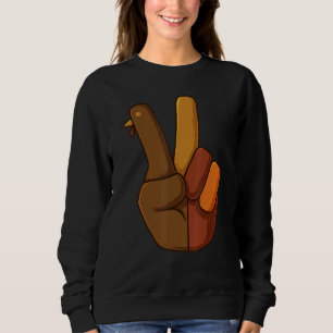 Thanksgiving Truthahn Hand Friedenszeichen Jungen Sweatshirt