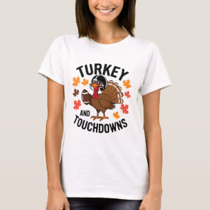 Thanksgiving-Truthahn und Touchdowns Football Spie T-Shirt