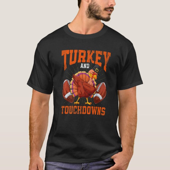 Thanksgiving Turkey And Touchdowns Football Men Ki T-Shirt (Vorderseite)