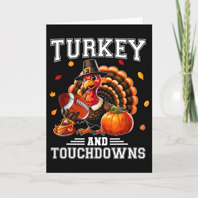Thanksgiving Turkey And Touchdowns Footbyll Men Ki Karte (Vorderseite)