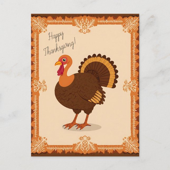 Thanksgiving Turkey Border Postkarte (Vorderseite)