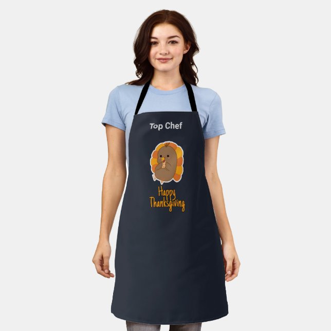 Thanksgiving Turkey_Cute tablier gris personnalisa (Porté)