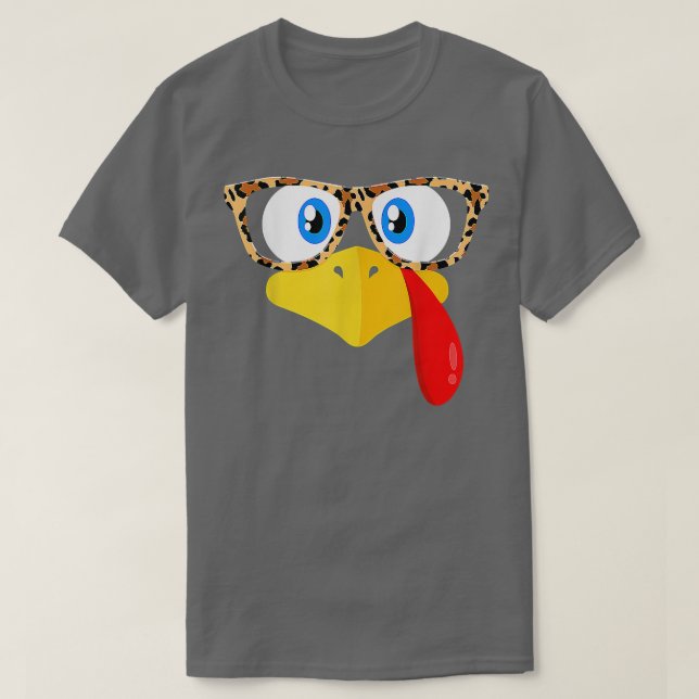 Thanksgiving Turkey Face Leopard Print Glasses Wom T-Shirt (Design vorne)
