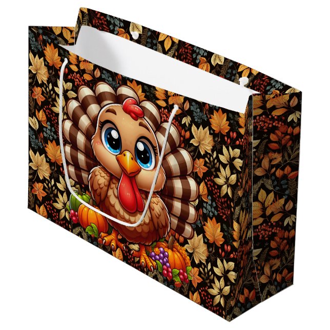 Thanksgiving Turkey Große Geschenktüte (Vorderseite Schrägansicht)