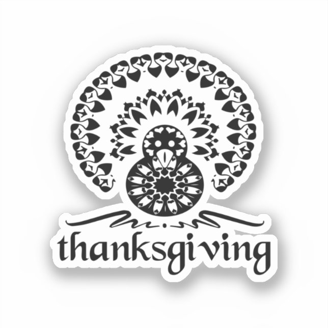 Thanksgiving-  Turkey Mandala Aufkleber (Vorderseite)