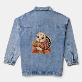 Thanksgiving turkey pumpkin fall leaves jeansjacke