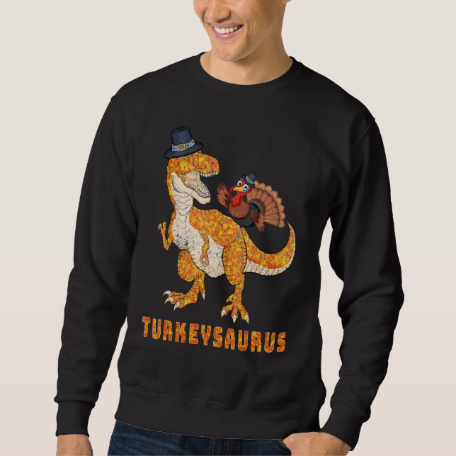 Thanksgiving Turkey Riding Saurus Dinosaur Turkey  Sweatshirt (Vorderseite)