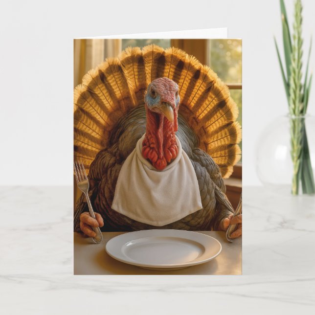 Thanksgiving Turkey With Knife and Fork Karte (Vorderseite)
