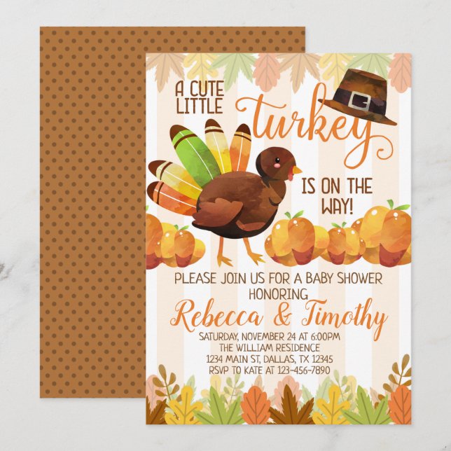 Thanksgiving Turquie Baby shower Invitation Invita (Devant / Derrière)