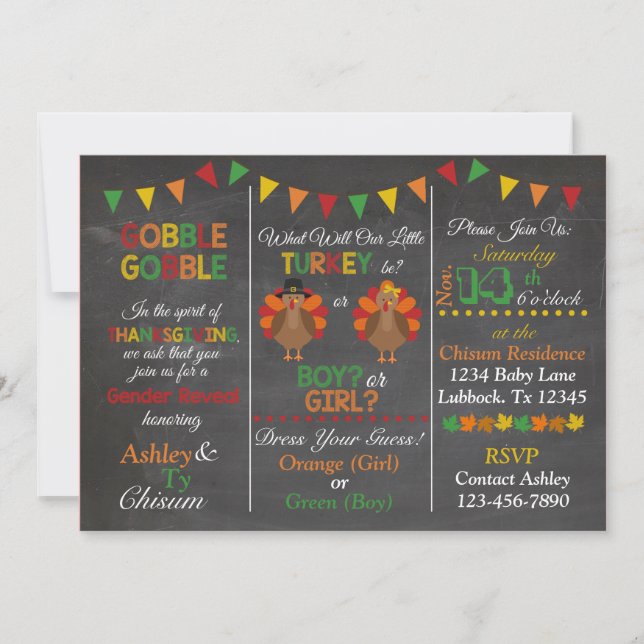 Thanksgiving Turquie Genre Reveillez Invitation (Devant)