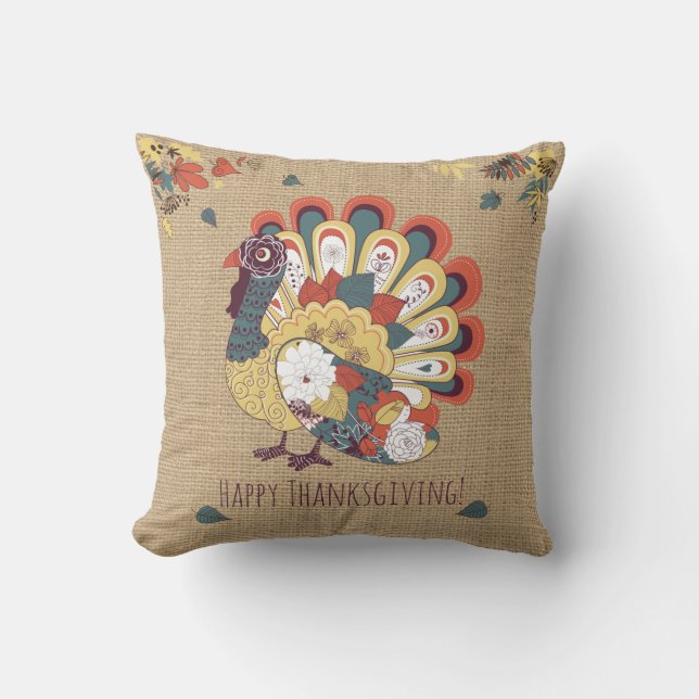 Thanksgiving Turquie sur le coussin de toile de (Recto)