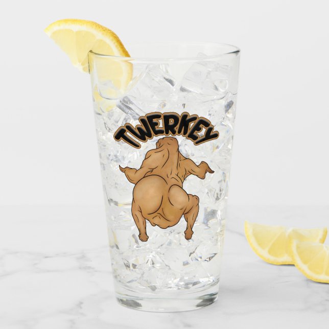 Thanksgiving Twerkey Glass Cup Glas (Vorderseite Ice)