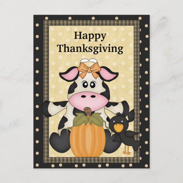 Thanksgiving, Vache, Carte postale, vacances (Devant)