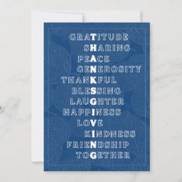 Thanksgiving Word Art in Various Colors Feiertagskarte