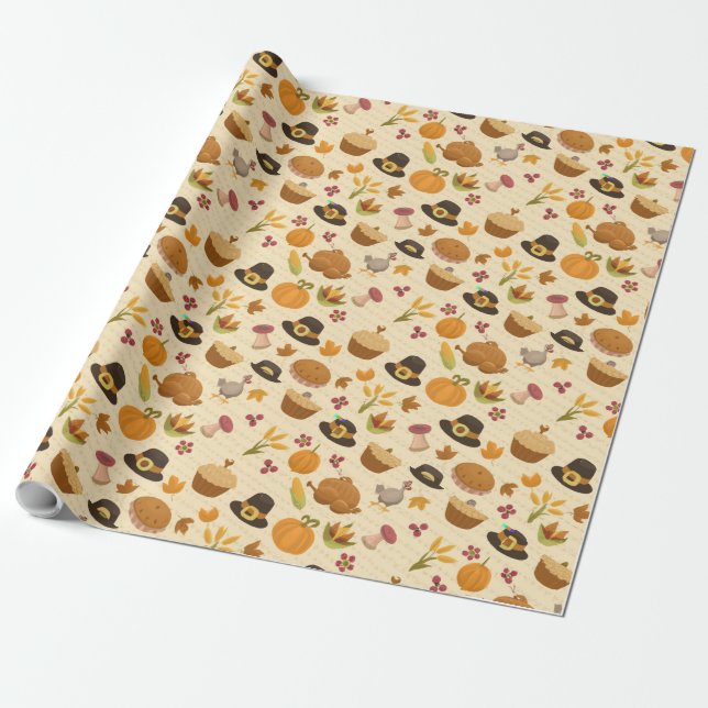 Thanksgiving Wrapping Paper Geschenkpapier (Ungerollt)